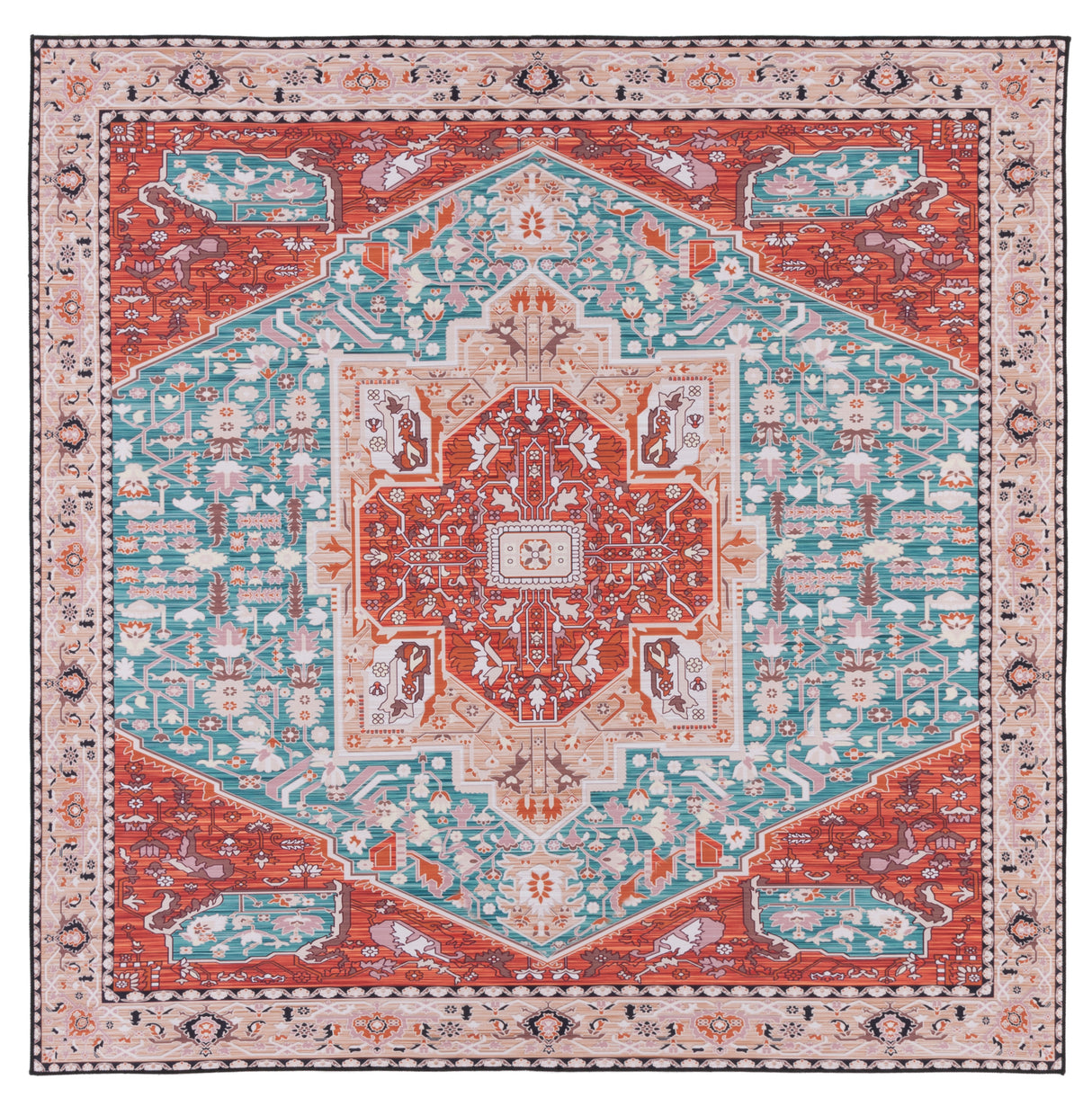 Safavieh Machine Washable Tucson Tsn120J Aqua/Rust Rug.