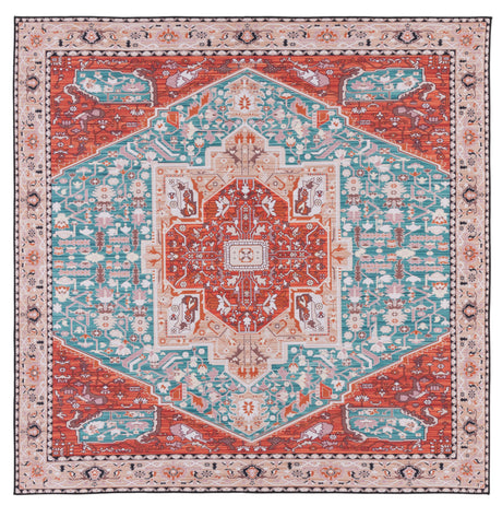 Safavieh Machine Washable Tucson Tsn120J Aqua/Rust Rug.