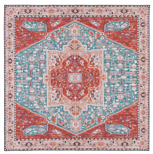 Safavieh Machine Washable Tucson Tsn120J Aqua/Rust Rug.