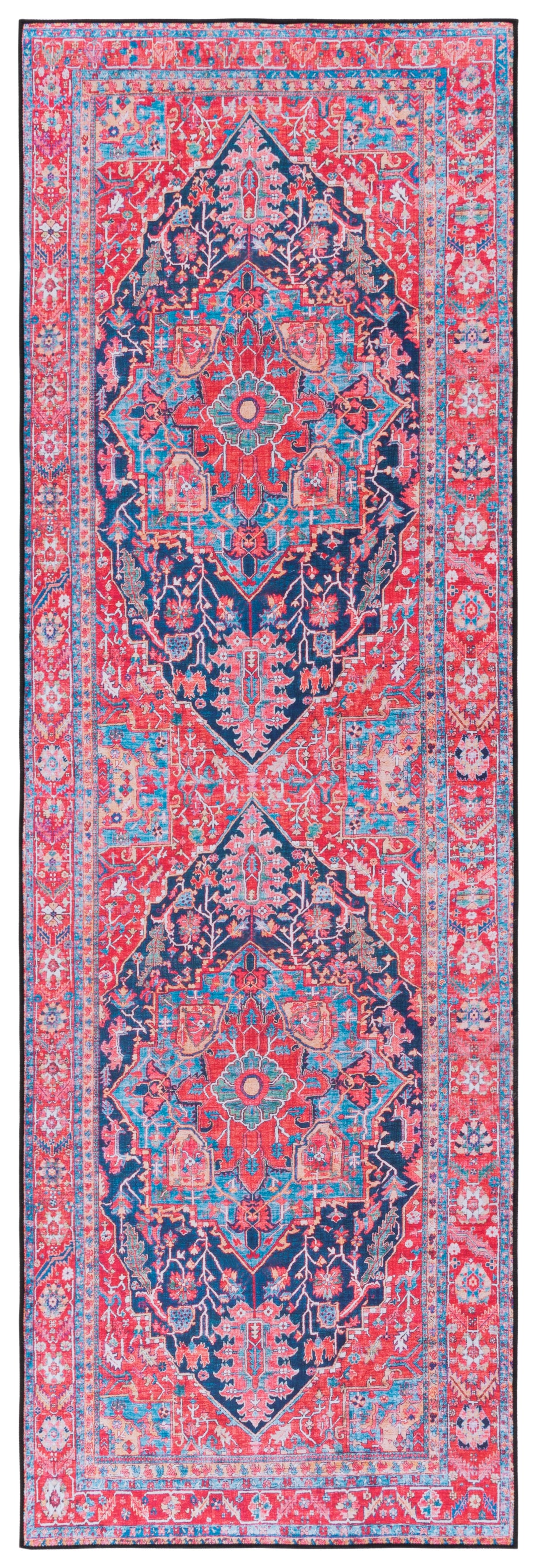 Safavieh Machine Washable Tucson Tsn121N Navy/Red Rug.