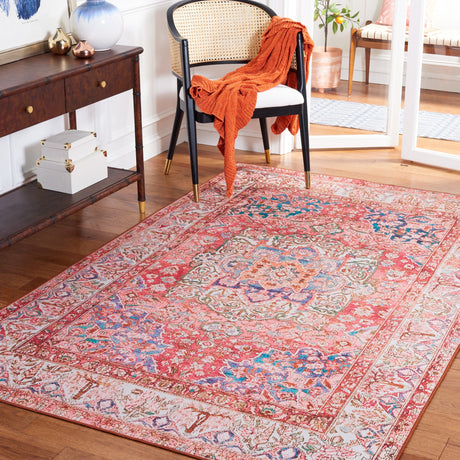 Safavieh Machine Washable Tucson Tsn122R Rose/Beige Rug.