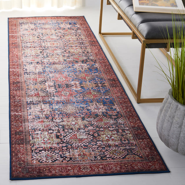 Safavieh Machine Washable Tucson Tsn124N Navy/Rust Rug.