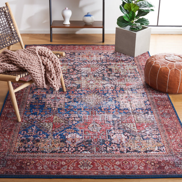 Safavieh Machine Washable Tucson Tsn124N Navy/Rust Rug.