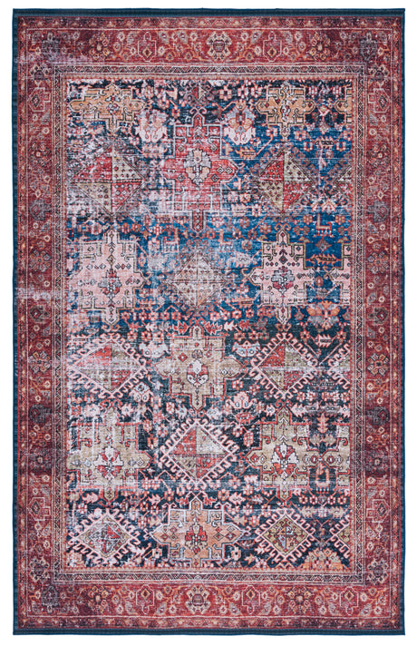 Safavieh Machine Washable Tucson Tsn124N Navy/Rust Rug.