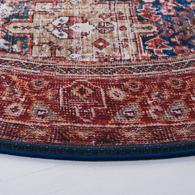 Safavieh Machine Washable Tucson Tsn124N Navy/Rust Rug.