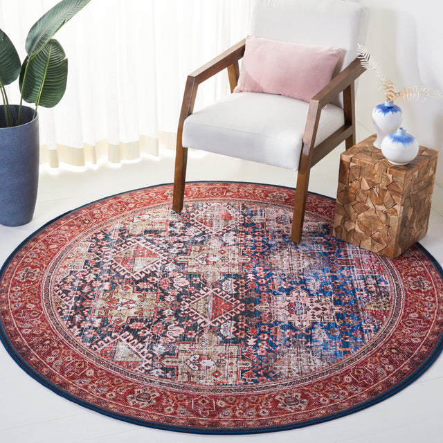 Safavieh Machine Washable Tucson Tsn124N Navy/Rust Rug.