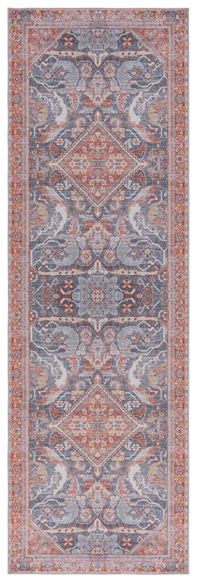 Safavieh Machine Washable Tucson Tsn125F Grey/Rust Rug.