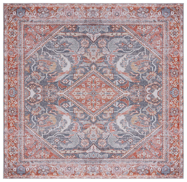 Safavieh Machine Washable Tucson Tsn125F Grey/Rust Rug.