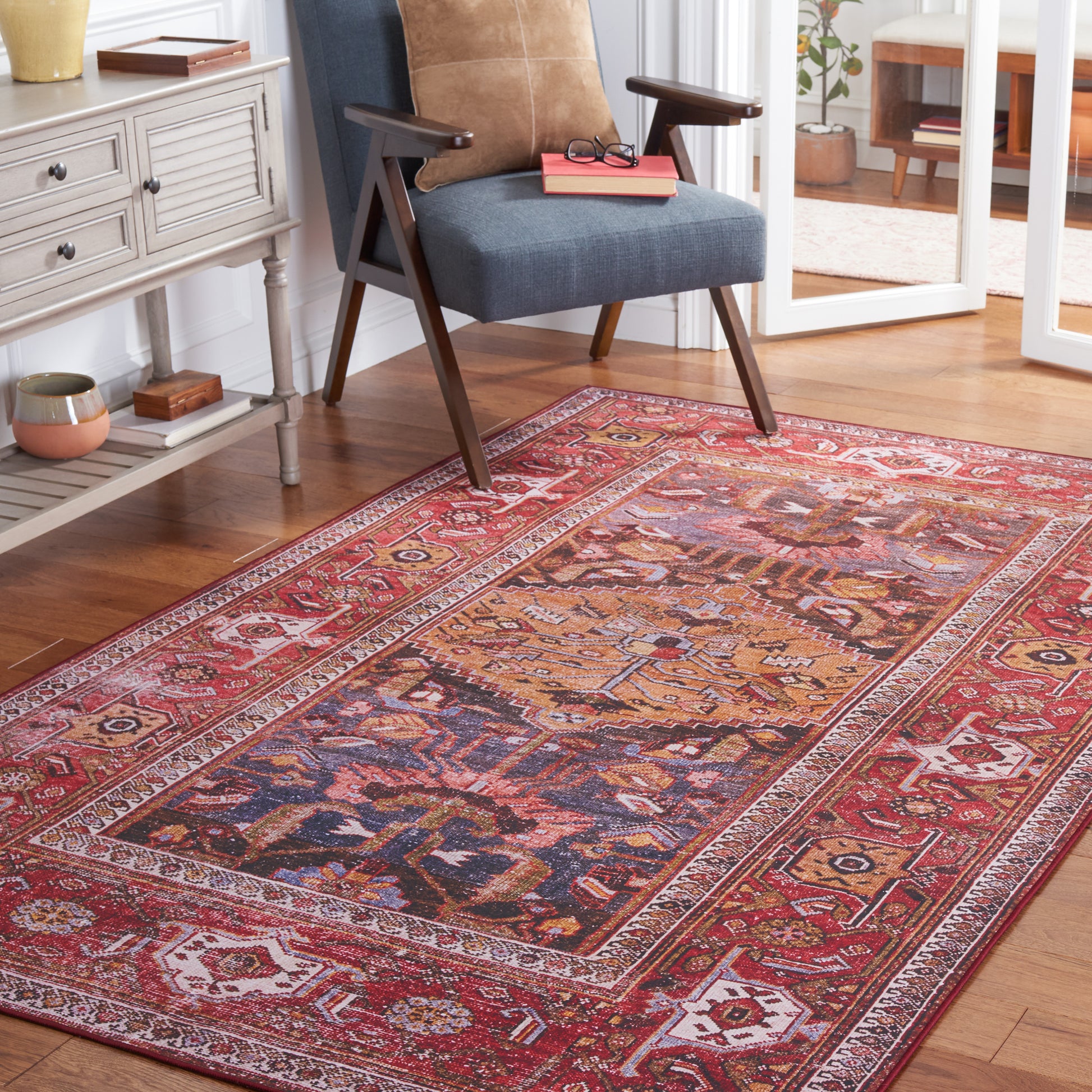 Safavieh Tucson Tsn127N Navy/Rust Area Rug