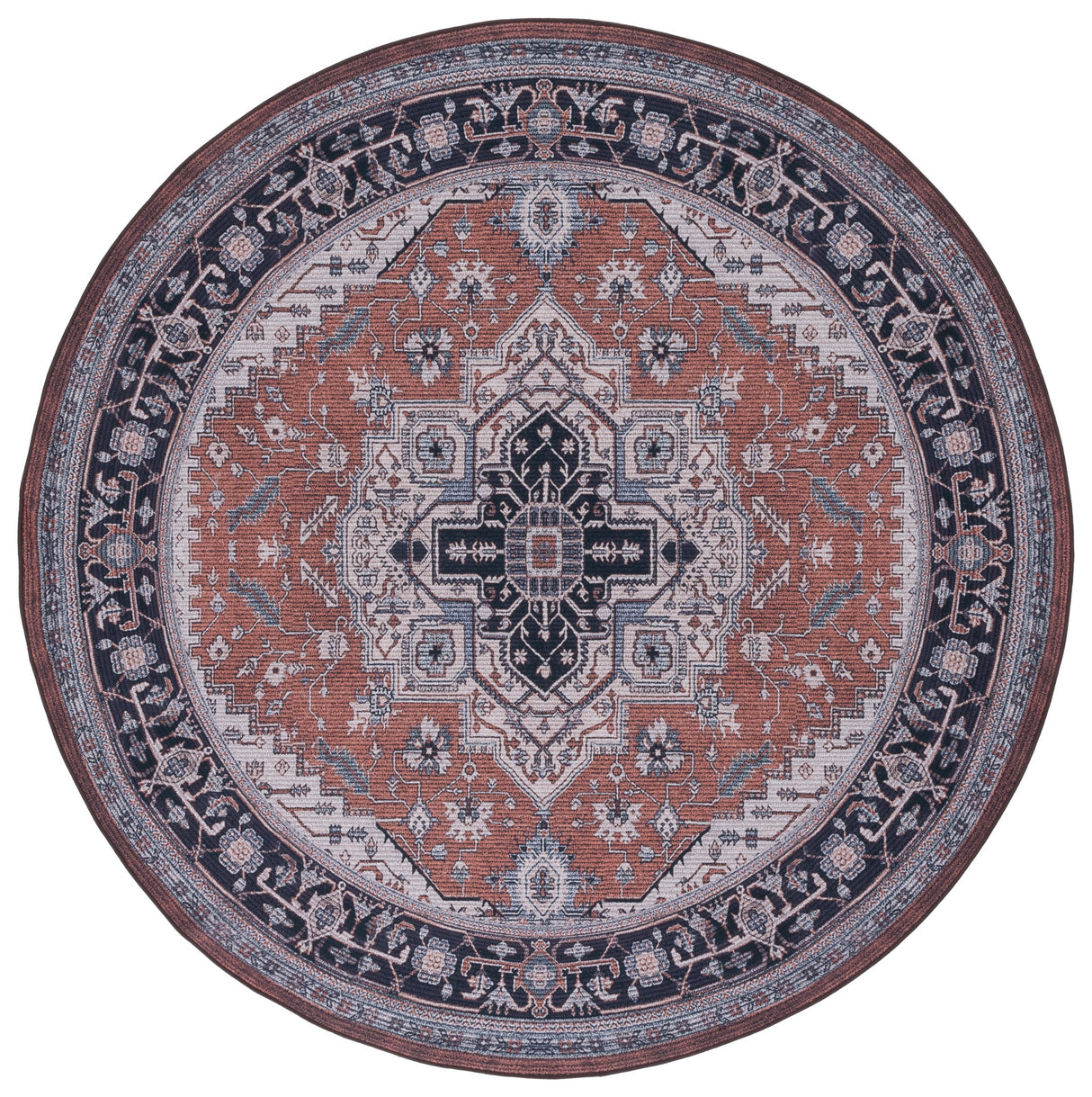Safavieh Machine Washable Tucson Tsn128P Rust/Navy Rug.