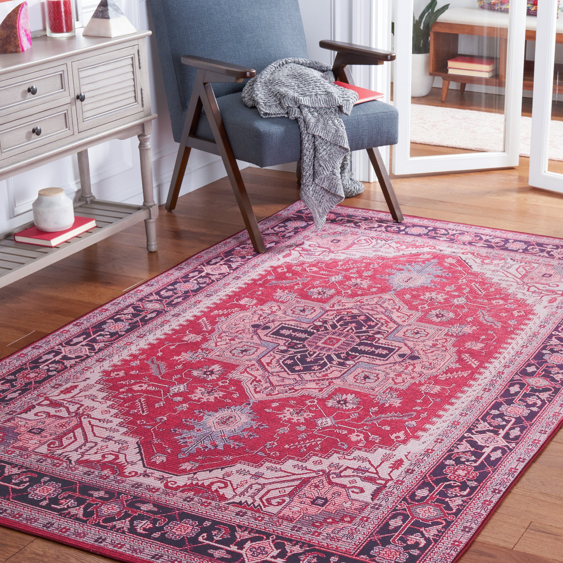 Safavieh Tucson Tsn128Q Red/Navy Area Rug