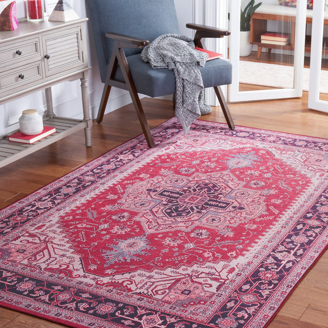 Safavieh Machine Washable Tucson Tsn128Q Red/Navy Rug.