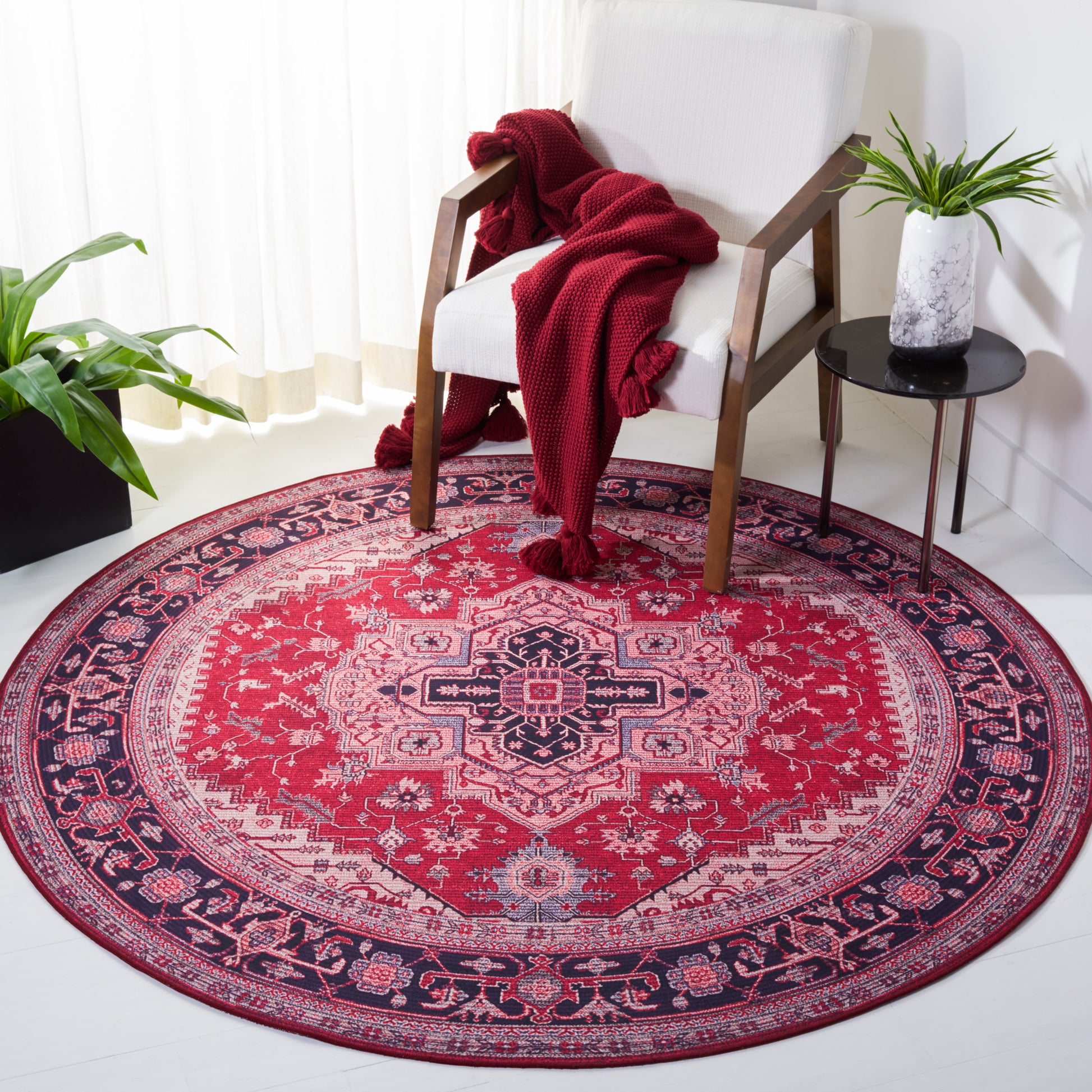 Safavieh Tucson Tsn128Q Red/Navy Area Rug