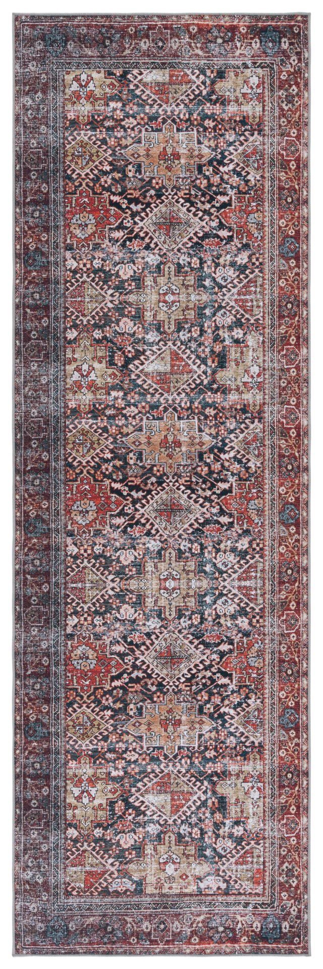 Safavieh Machine Washable Tucson Tsn130N Navy/Rust Rug.