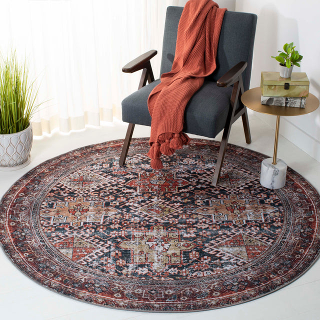 Safavieh Machine Washable Tucson Tsn130N Navy/Rust Rug.