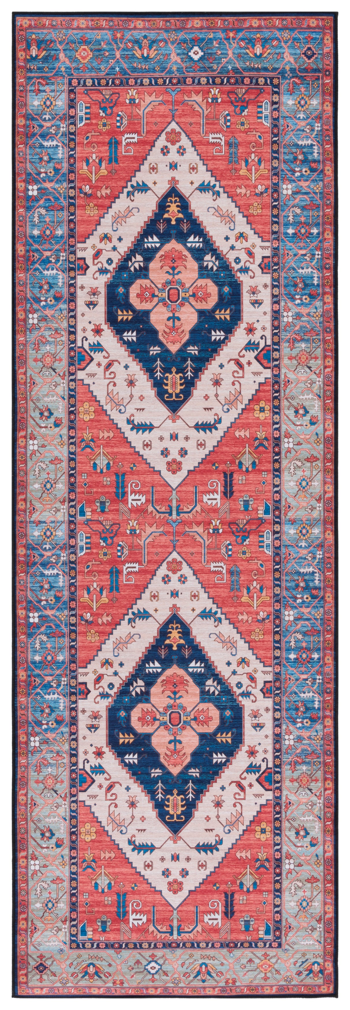 Safavieh Machine Washable Tucson Tsn133P Rust/Blue Rug.