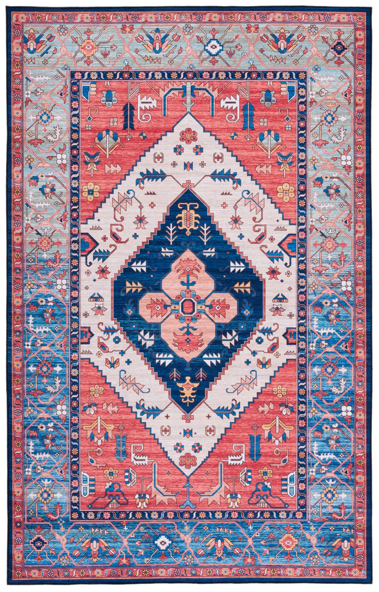 Safavieh Machine Washable Tucson Tsn133P Rust/Blue Rug.