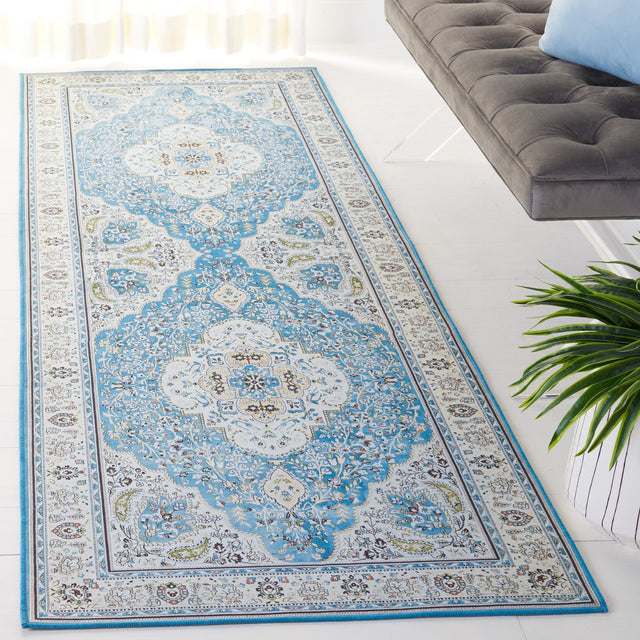 Safavieh Machine Washable Tucson Tsn136K Turquoise/Beige Rug.