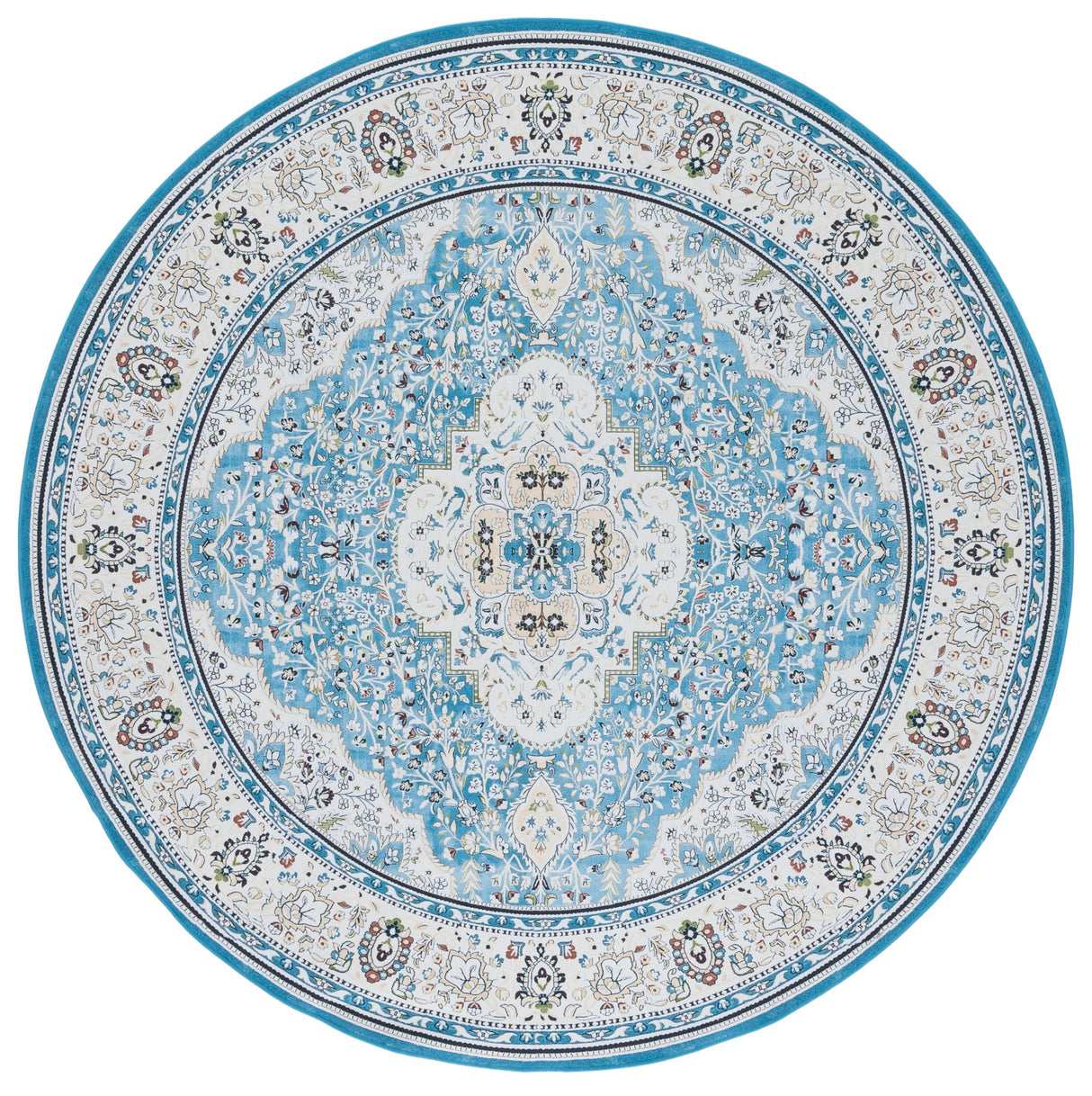Safavieh Machine Washable Tucson Tsn136K Turquoise/Beige Rug.