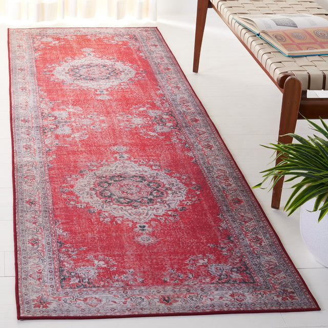 Safavieh Machine Washable Tucson Tsn140Q Red/Beige Rug.