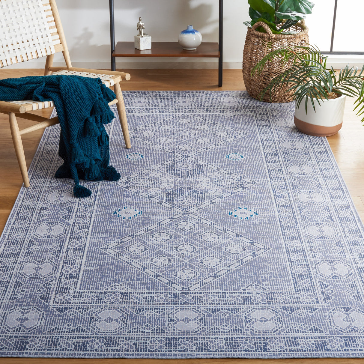 Safavieh Machine Washable Tucson Tsn141F Grey/Ivory Rug.
