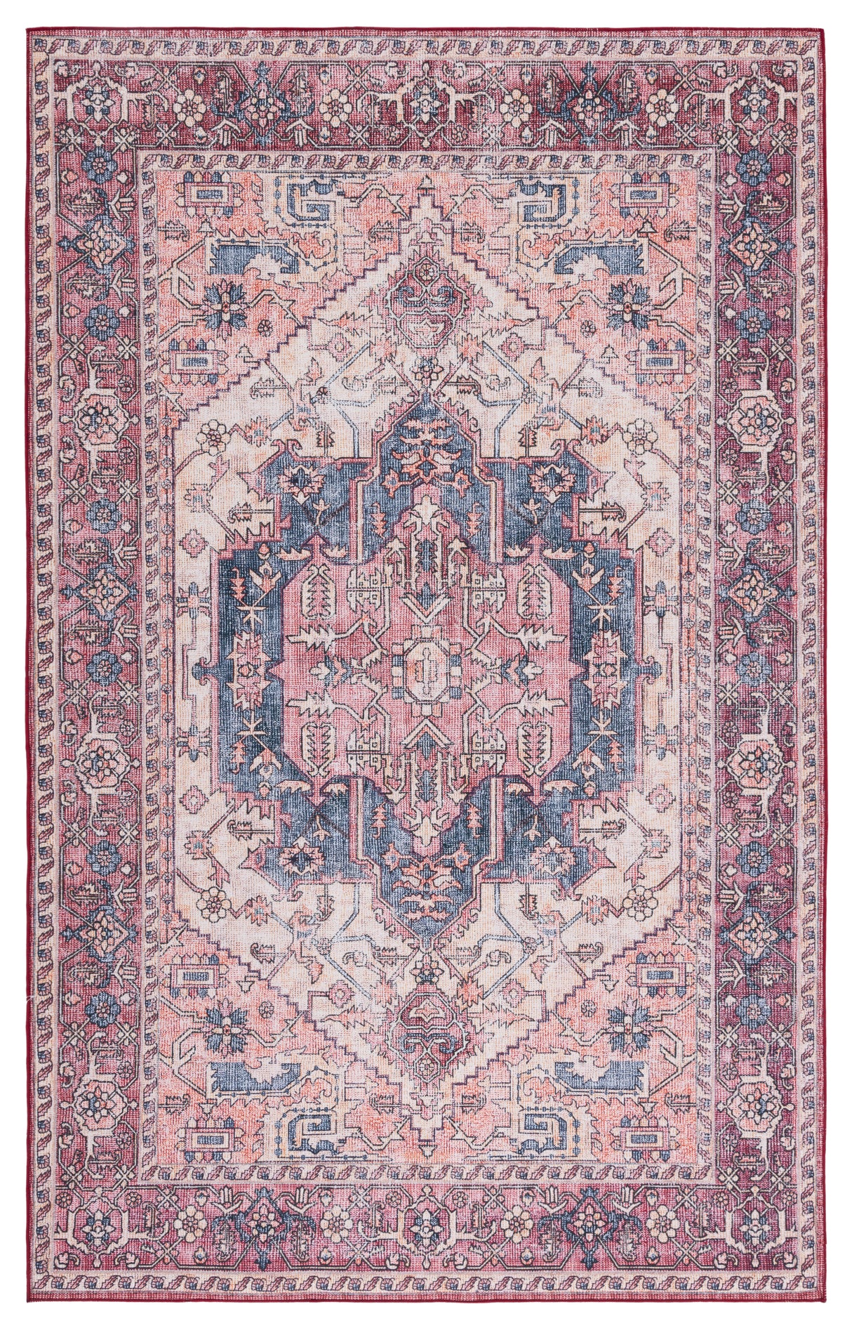 Safavieh Machine Washable Tucson Tsn143B Beige/Pink Rug.
