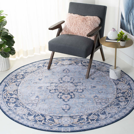 Safavieh Machine Washable Tucson Tsn147M Light Blue/Navy Rug.