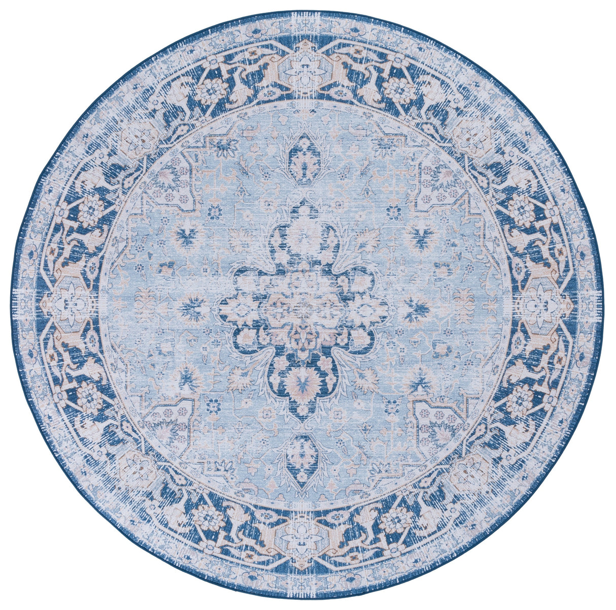 Safavieh Machine Washable Tucson Tsn147M Light Blue/Navy Rug.