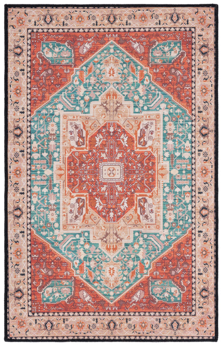 Safavieh Machine Washable Tucson Tsn150J Aqua/Rust Rug.