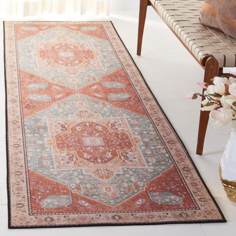 Safavieh Machine Washable Tucson Tsn150J Aqua/Rust Rug.