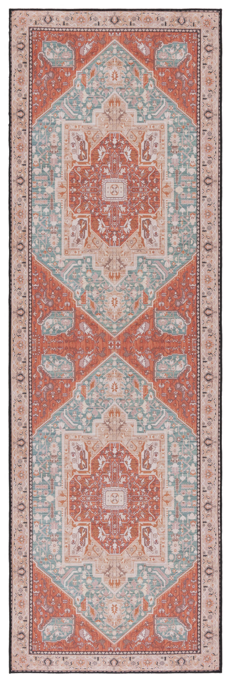 Safavieh Machine Washable Tucson Tsn150J Aqua/Rust Rug.