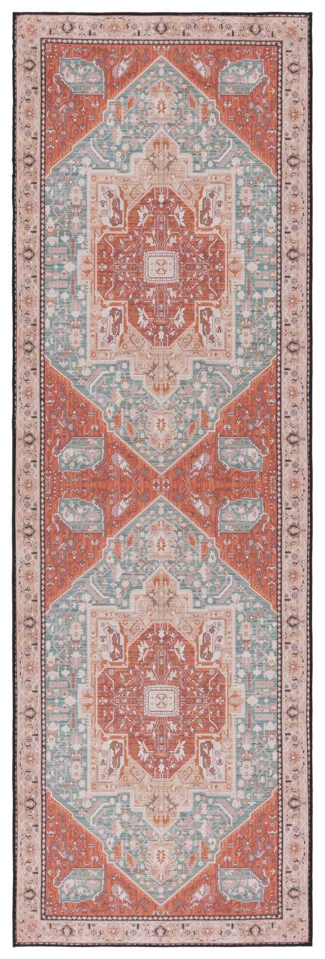 Safavieh Machine Washable Tucson Tsn150J Aqua/Rust Rug.