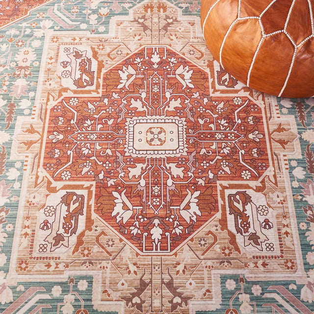 Safavieh Machine Washable Tucson Tsn150J Aqua/Rust Rug.