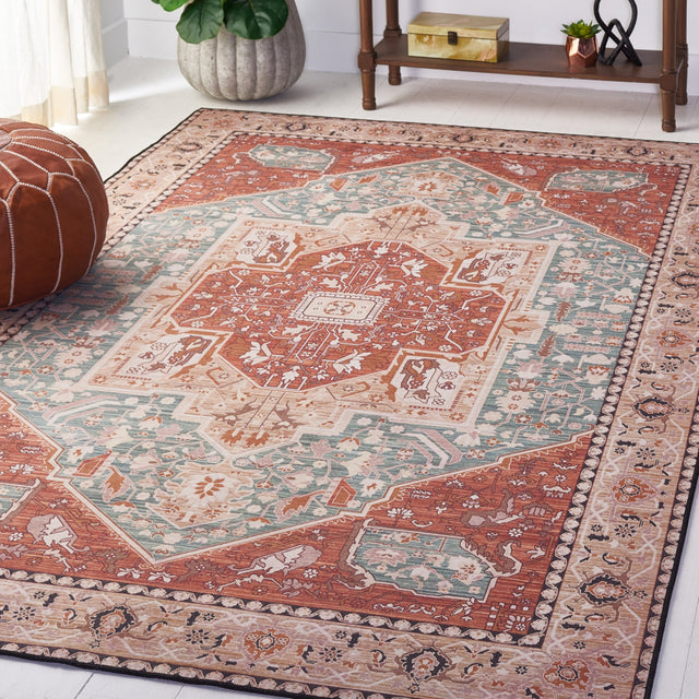 Safavieh Machine Washable Tucson Tsn150J Aqua/Rust Rug.