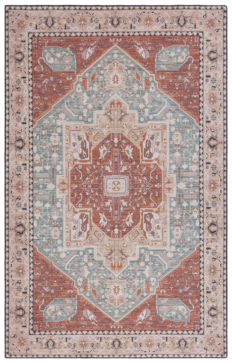 Safavieh Machine Washable Tucson Tsn150J Aqua/Rust Rug.