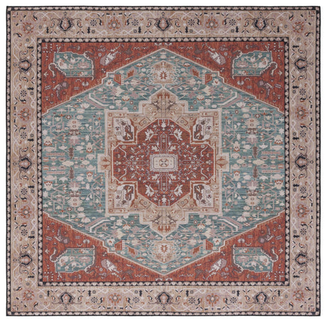 Safavieh Machine Washable Tucson Tsn150J Aqua/Rust Rug.