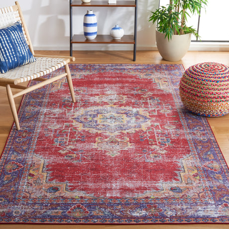 Safavieh Machine Washable Tucson Tsn161Q Red/Navy Rug.