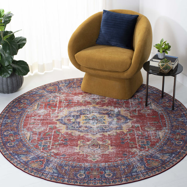 Safavieh Machine Washable Tucson Tsn161Q Red/Navy Rug.