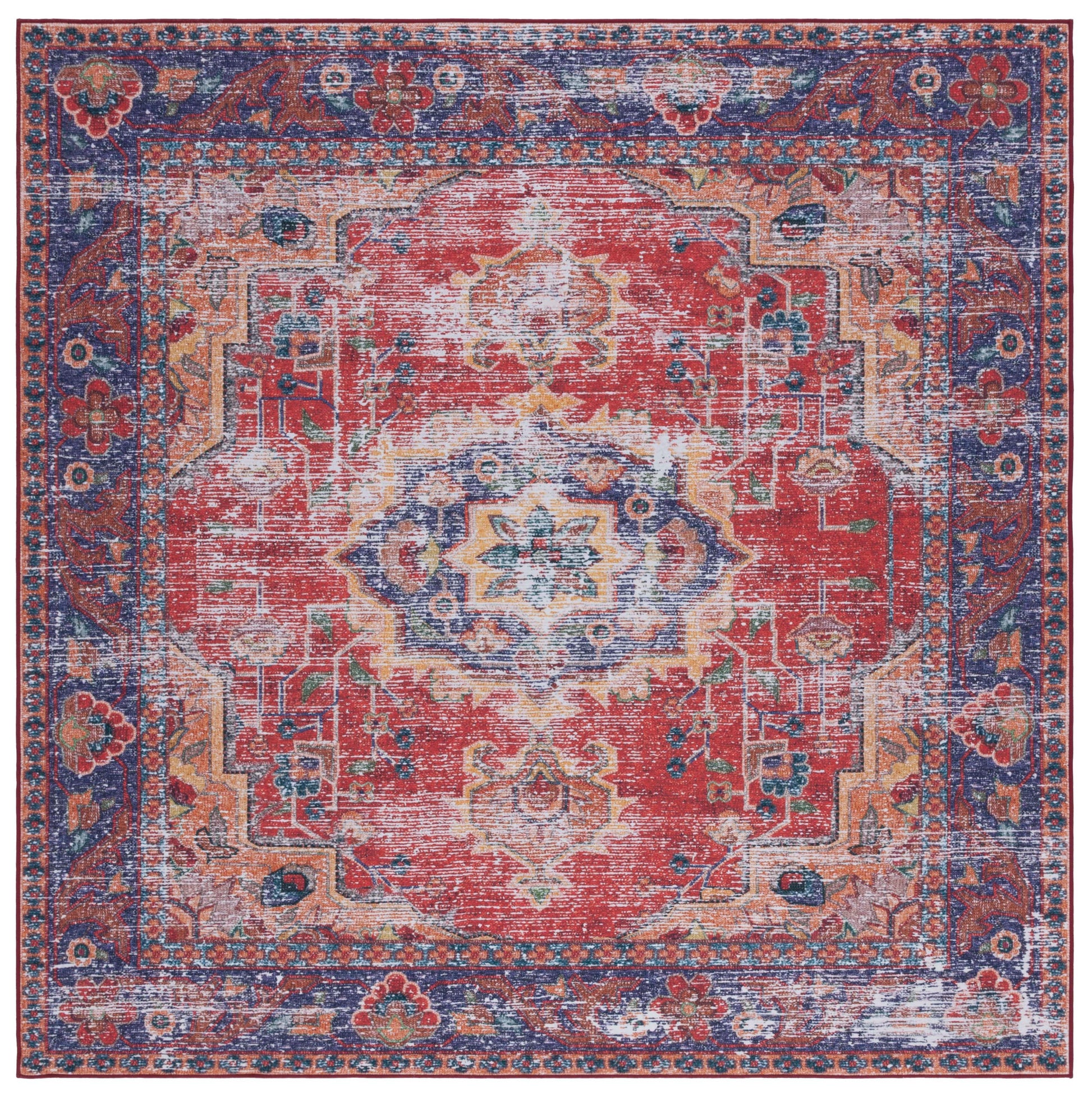 Safavieh Tucson Tsn161Q Red/Navy Area Rug