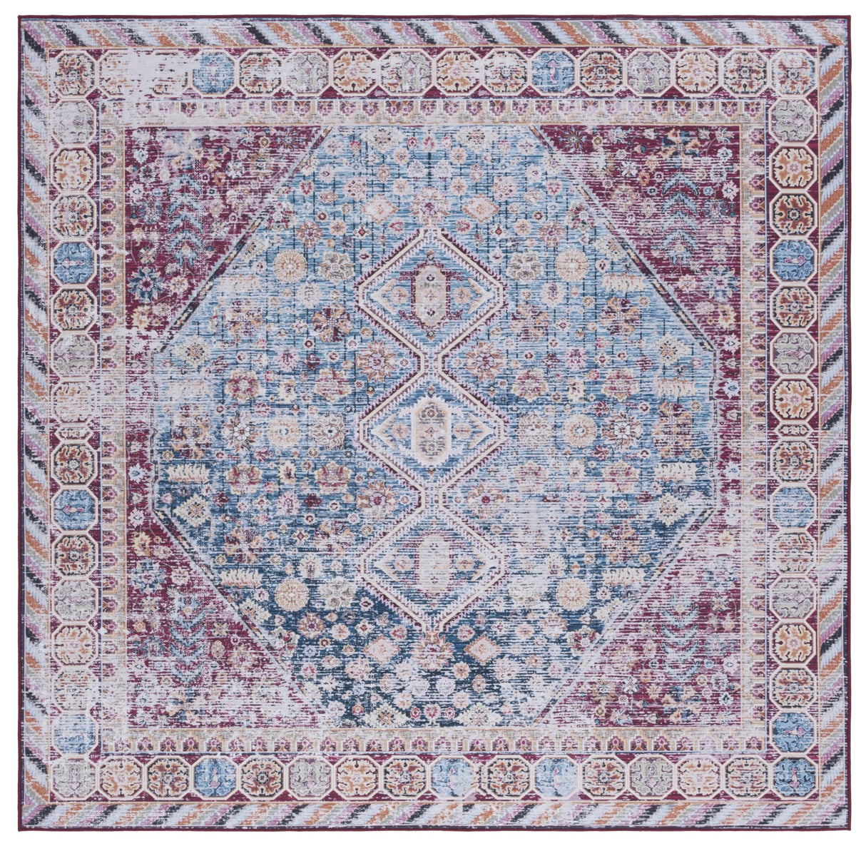 Safavieh Machine Washable Tucson Tsn164M Blue/Red Rug.