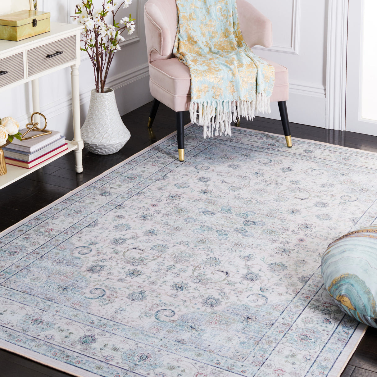Safavieh Machine Washable Tucson Tsn165B Beige/Green Rug.