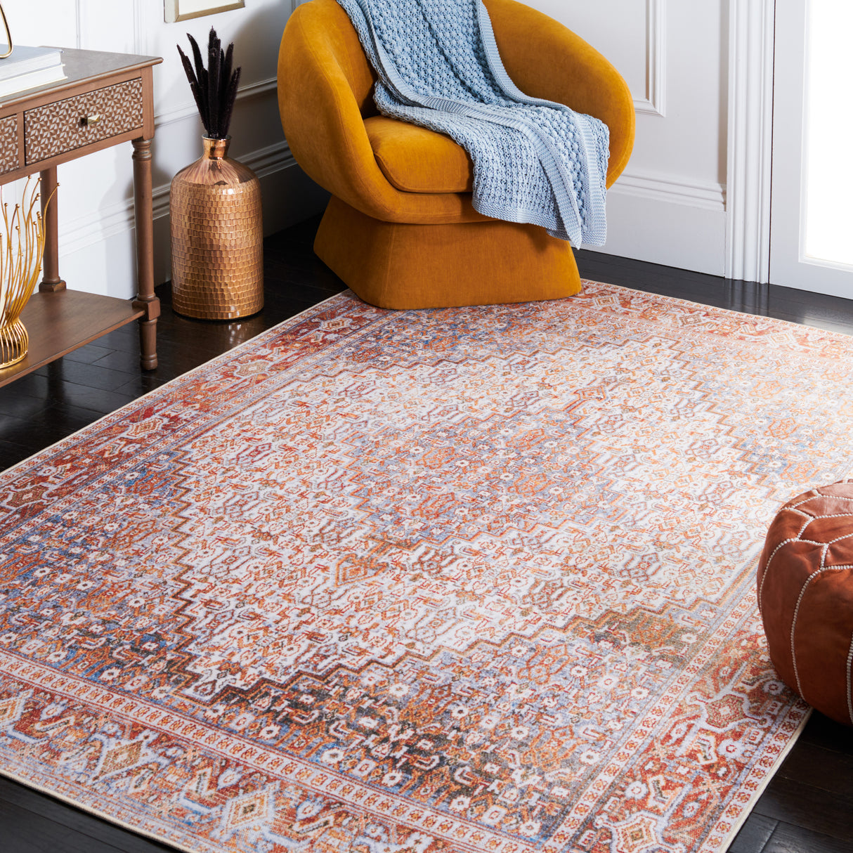 Safavieh Machine Washable Tucson Tsn166B Beige/Rust Rug.