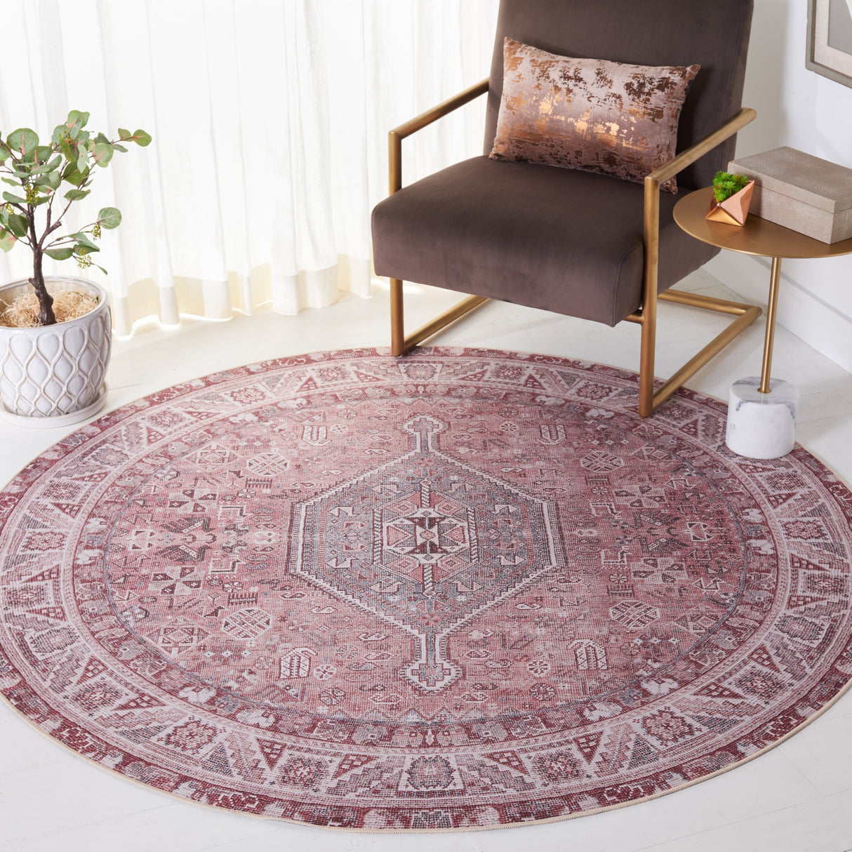 Safavieh Machine Washable Tucson Tsn169P Light Rust/Beige Rug.