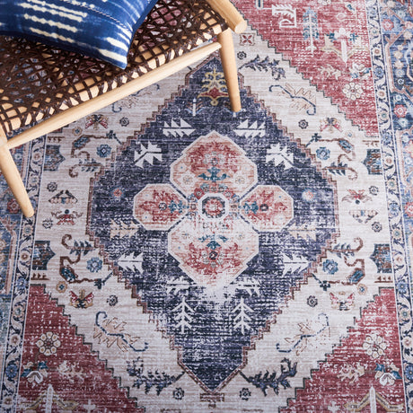 Safavieh Machine Washable Tucson Tsn172P Rust/Navy Rug.