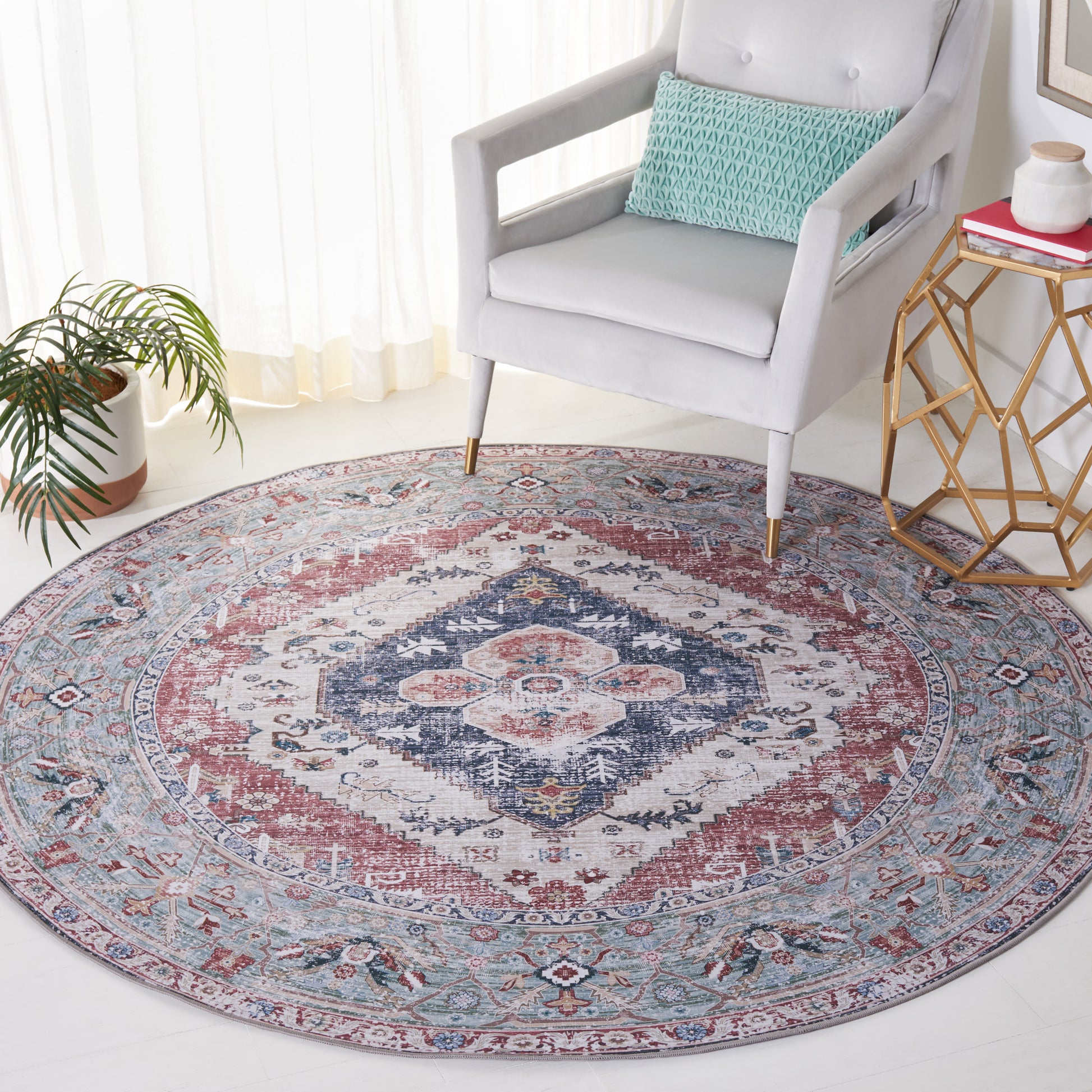 Safavieh Tucson Tsn172P Rust/Navy Area Rug