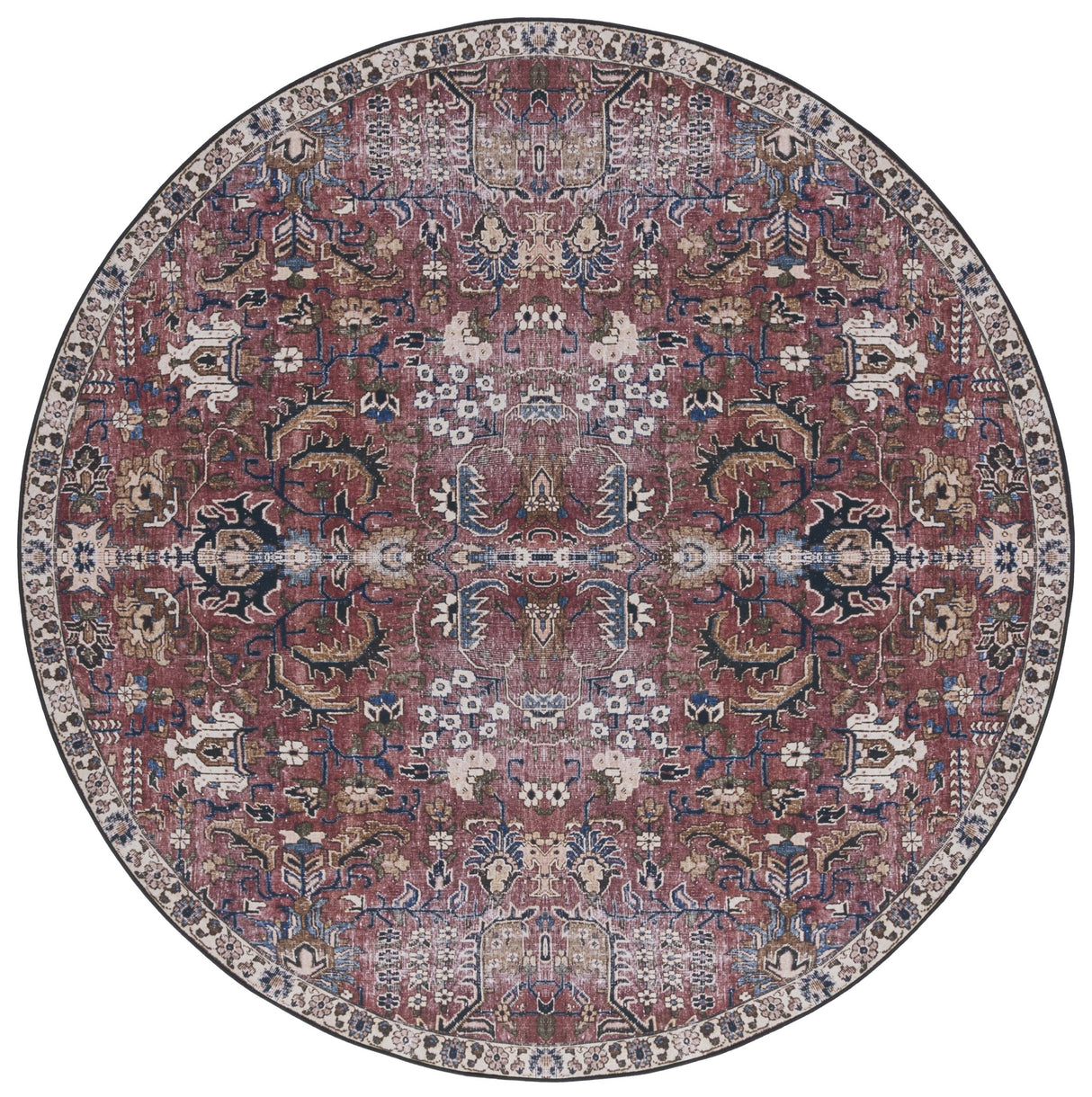 Safavieh Machine Washable Tucson Tsn174Q Red/Beige Rug.