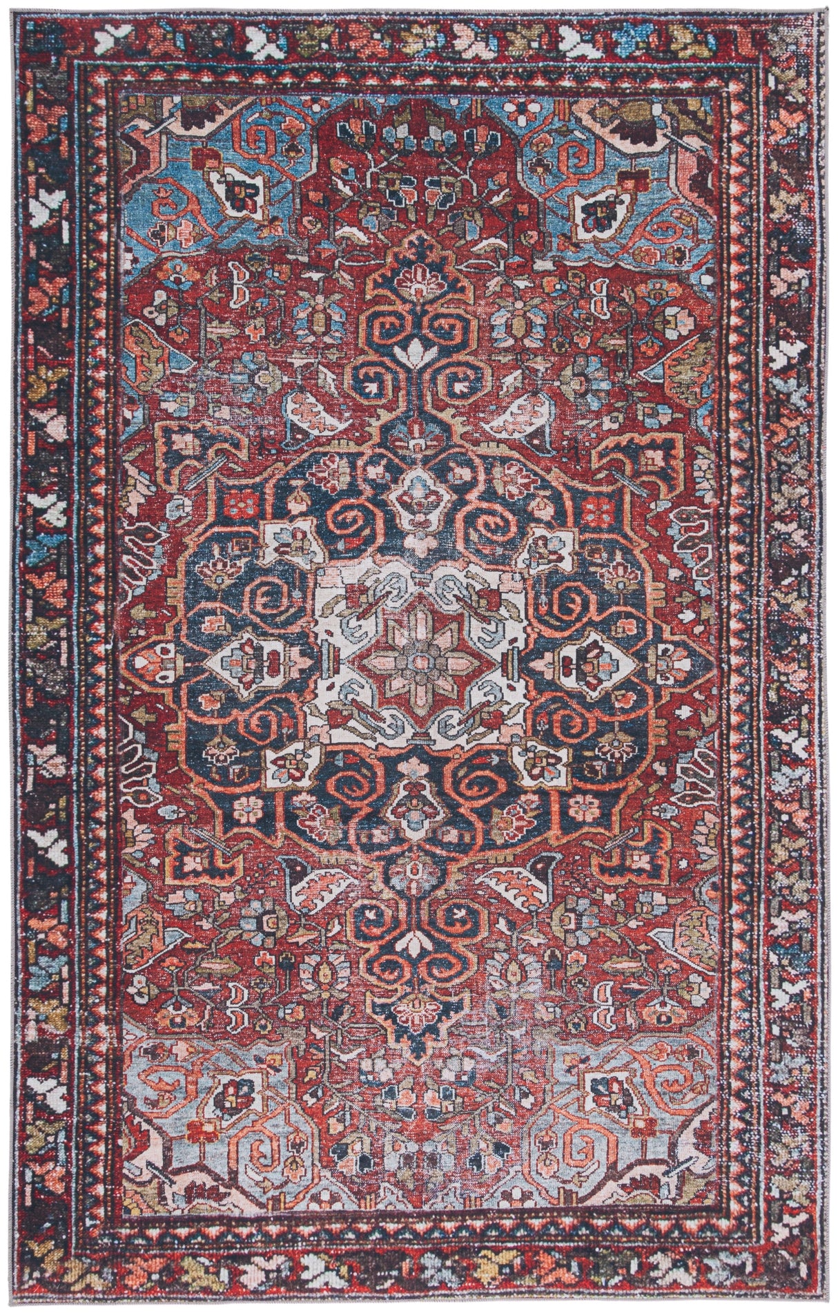Safavieh Machine Washable Tucson Tsn176Q Red/Navy Rug.