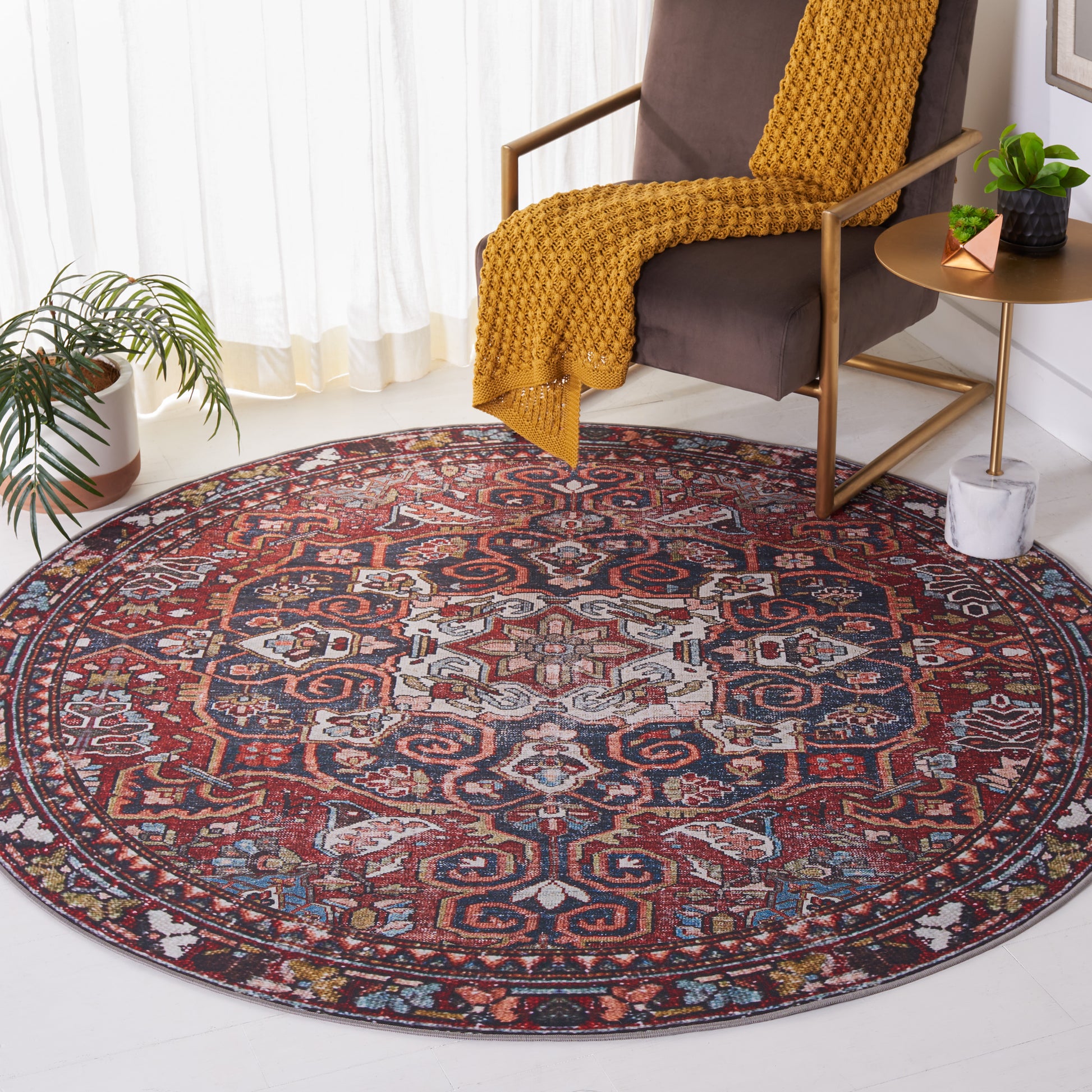 Safavieh Tucson Tsn176Q Red/Navy Area Rug