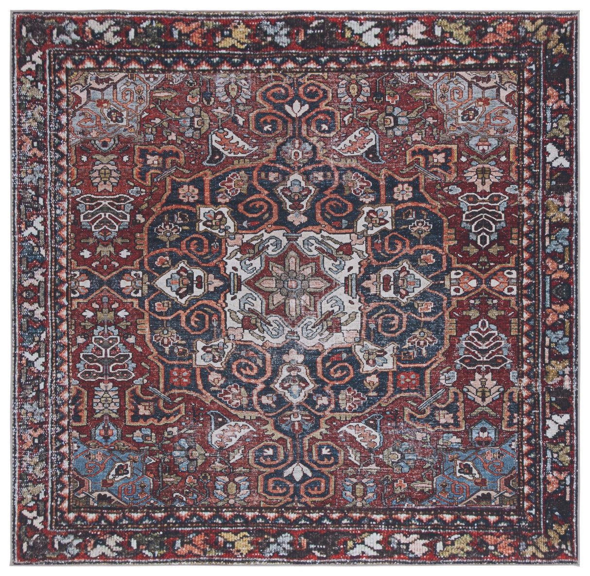 Safavieh Machine Washable Tucson Tsn176Q Red/Navy Rug.