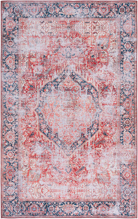 Safavieh Machine Washable Tucson Tsn177P Rust/Navy Rug.